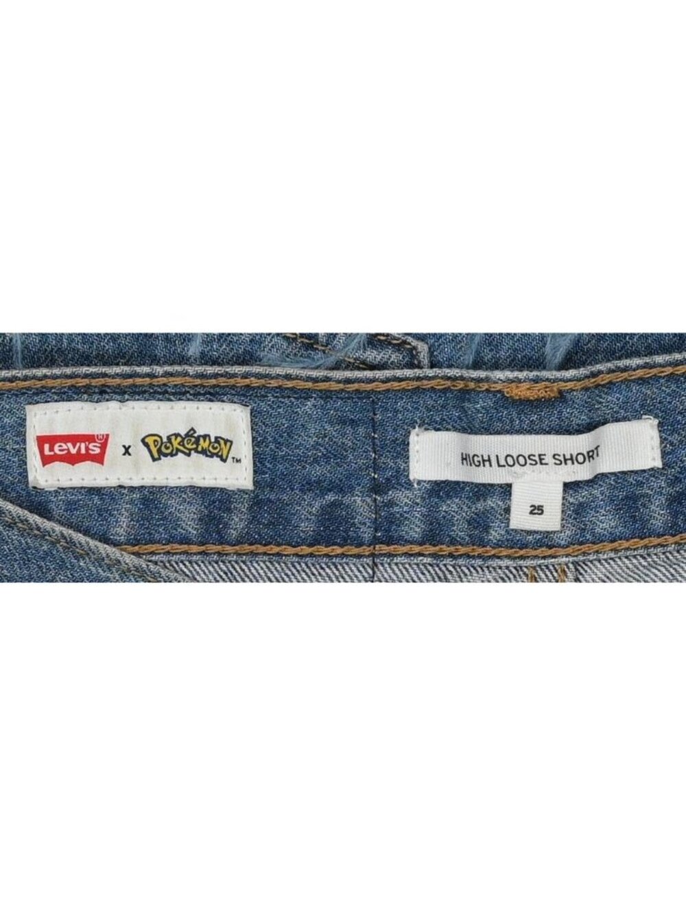 Levi's x Pokemon High Loose Short Feather Trim in Blue - Picture 3 of 3
